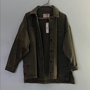 We The Free Khaki Green Button-Up Jacket